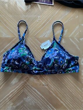 Amazon Essentials Blue Floral Triangle Swimsuit top